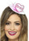 Braut Hat, White & Pink, with Hairclip & Veil