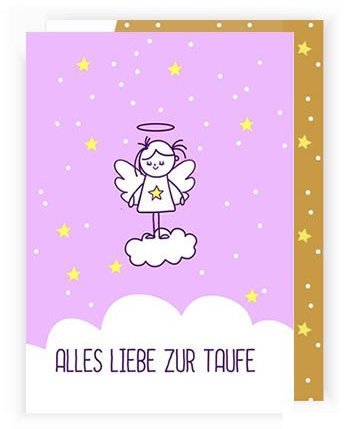 dabelino Karte zur Taufe Schutzengel für Mädchen mit Umschlag (Recycling-Papier)