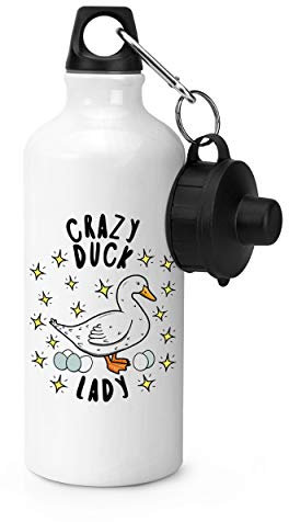 Gift Base Crazy Duck Lady Stars Sports Bottle Water Gym 600ml White