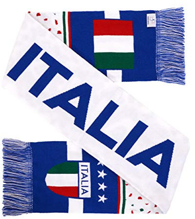 Euroscarves Italy ltalia Soccer High-Definition HD Strickschal (weiß), Weiss/opulenter Garten, Einheitsgröße