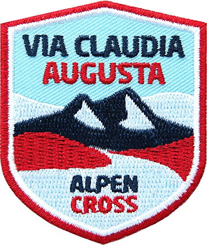 2 x Via Claudia Augusta Abzeichen 51 x 60 mm gestickt/Alpencross Transalp Radweg MTB Fahrrad Alpenüberquerung Römer-Straße/Aufnäher Aufbügler Sticker Bügelbild Patch/Radkarte Reiseführer Karte