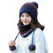 Frauen Strickmütze Schal Set Winter Warm Verdicken Häkeln Bobble Pom Pom Mütze Hut Cap Outdoor Ski Snowboard Cycle Bobble Säumen Hüte mit Fleece-Futter für Damen Mädchen Indoor und Outdoor