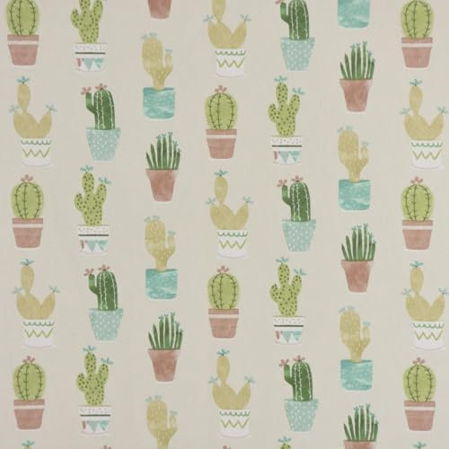 Fryett`s Dekostoff Baumwolle Cactus Kaktus Kakteen natur grün 138cm