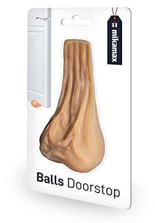 mikamax – Balls Doorstop – Ball Sack Door Wedge – Silicone – Nude Coloured – 13 x 4,5 x 7 cm – Funny Door Holder – Decorative Door Stopper