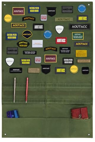 Aoutacc Taktische militärische Patchhalter Board Hook & Loop Moral Patch Panel mit Ösen,Patches Klett Wand, Klettfläche Klettmatte Wand (Olive Drab, 58x88cm With MOLLE Webbing Pockets)