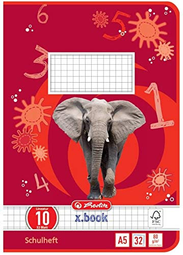 Herlitz Heft A5 Lineatur, holzfreies Papier, 32 Blatt, weiß (Lineatur 10 | 10er Pack)