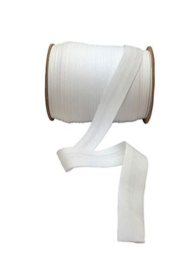 Fashion-Sonderposten (ab 0,85€/M) Schrägband Falzband Einfassband gefalzt in Weiss, 100% Baumwolle; Breite: 18mm; Länge: 10m