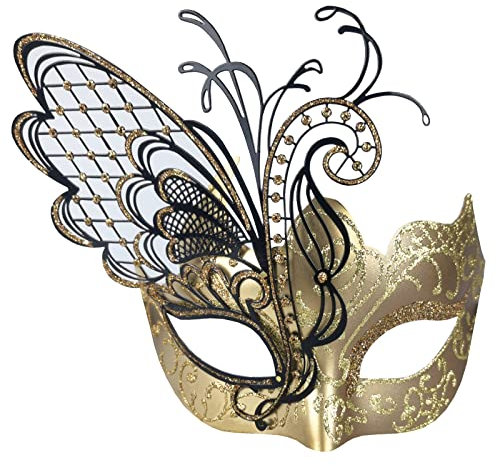 Gold Schmetterling Strass Metall Venezianische Frauen Maske für Maskerade/Mardi Gras Party/Sexy Kostümball/Hochzeit