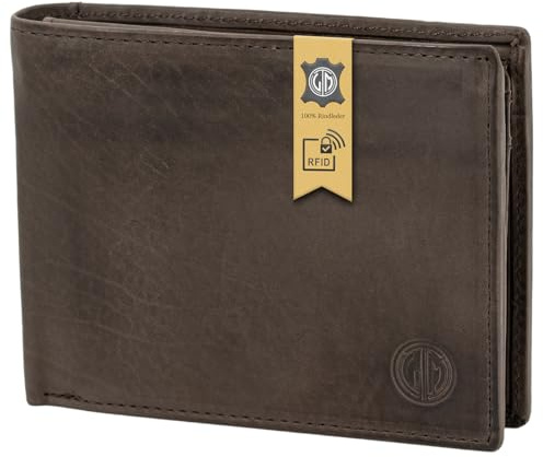 LINDENMANN Geldbörse Herren / Portemonnaie Herren Leder Geldbeutel braun