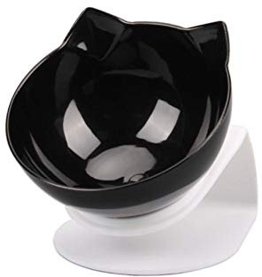 Cat Double Bowl Kitten Bowl Dog Bowl Transparentes Material rutschfeste Futterschale mit Schutz Cervical Transparent Cat Supplies-Single-Black