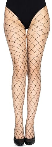 LORES Medias de rejilla para mujer red de cosplay con apariencia sexy de malla pequeña, mediana y ancha, Ada Negro Tamaño 3/4