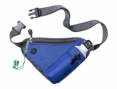 ANTEVIA - Pochette Banane de Sport avec Porte Gourde | Ceinture de Course |10 MODÈLES |Matière : Polyester |Brassard de Sport pour Smartphone Pochette Banane de Sport |Couleur: Bleu (Tildak Bleu)
