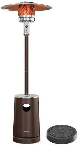 EAST OAK 50,000 BTU Patio Heater with Sand Box, Table Design, Double-Layer Stainless Steel Burner, Wheels, Triple Protection System, Outdoor Heater for Home and Residential, Pinecone