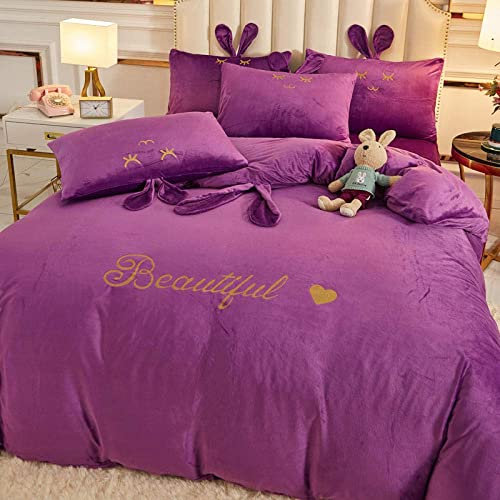 Einzelbettbezug Set, Winter doppelseitig Samt Dicke Korallen warm Kristall Samt Velvet extra großes dachgebautes Doppelbett einzelnes Kissen (Color : Fly, Size : 1.8m Bed(4pcs))