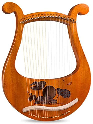 Mierty Tragbare Kleine Harfe, Harfe 19-Saitige Stimmbare Mahagoni Harfe Kleines Tragbares Musikinstrument Geschenk Mit Stimmschlüssel