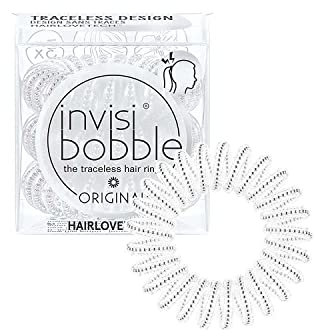 invisibobble Original Haargummis Mädchen I 3x Silber Haargummi Spirale Durchsichtig Damen I Zopfgummi designed im Herzen Münchens