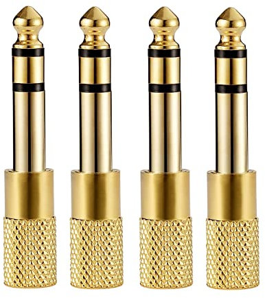 WANGCL Paquete de 4 adaptadores de audio estéreo de 6,35 mm macho a conector de auriculares hembra de 3,5 mm