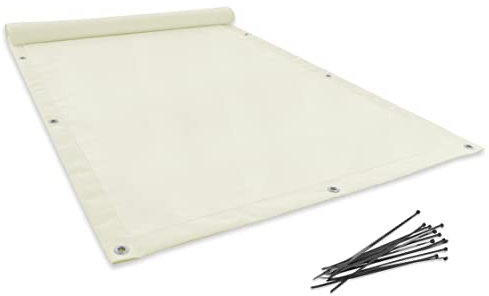ALOHA Balkon Sichtschutz Balkonverkleidung Balkonabdeckung Balkonumspannungen Windschutz für Balkongeländer Garten mit Kabelbinder und Ösen (Flavia Creme / 0,9m x 9,25m)