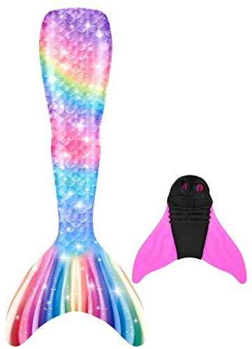 SPEEDEVE Mädchen Meerjungfrauenschwanz Meerjungfrau Flosse Bikini Set,2PC-hei-j09,164