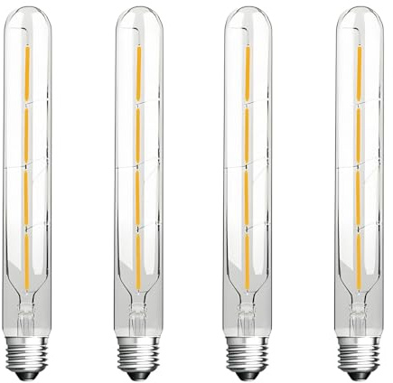 Jiotouhu 4 Stück LED Glühbirne E27, Edison Vintage Röhrenlampe, 4W Ersetzt 40W Glühlampe, Nicht Dimmbar, 2700K Warmweiß, 400LM, Klar Glas, 360° Abstrahlwinkel, AC 220-240V