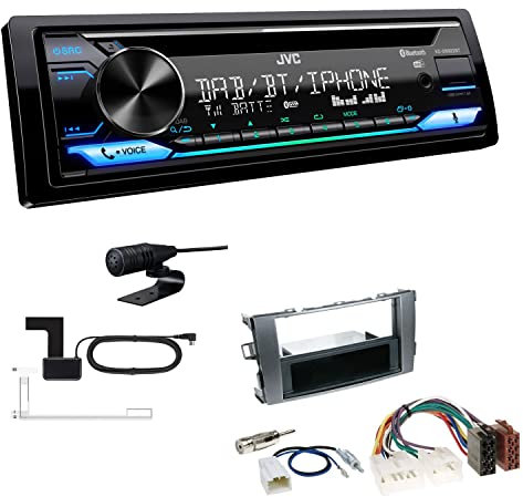 JVC KD-DB922BT 1-DIN Autoradio CD-Receiver Bluetooth DAB+ Digital Radio Einbauset passend für Toyota Auris 2007-2012 anthrazit