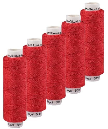 5x50m Leinen Garn Leinenzwirn Flachs Nähfaden robust strapazierfähig Farbwahl, Farbe:rot