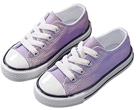 DEBAIJIA Kind Segeltuchschuhe Sneaker Junge Laufschuhe Turnschuhe Mädchen Sportschuhe rutschfeste Freizeitschuhe Straßenlaufschuhe EU 27-A-Lila