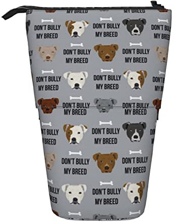 WICRON Teleskop-Federmäppchen, Staffordshire Terrier Staffy Bully Psa Hunderasse grau Ständer Stifthalter mit Reißverschluss Make-up-Tasche Bleistiftbeutel Stifttasche