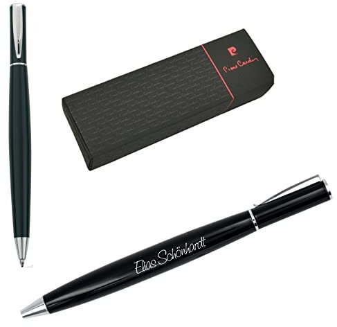 Pierre Cardin® MATIGNON Kugelschreiber mit Gravur | Premium Stift Etui | blaue Mine | edel | personalisiertes Geschenk | Namen | graviert | Jahrestag | Geburtstag (Schwarz)