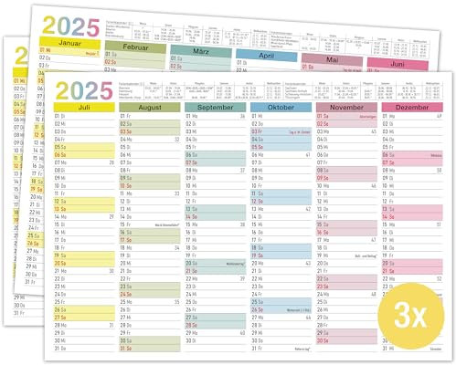 TOBJA Calendario 2026 A4 – Calendario 2026 Colorato con vacanze e festività | Calendario da parete, calendario annuale 2026 DIN A4 come agenda annuale | Calendario 12 mesi anteriore e posteriore (3
