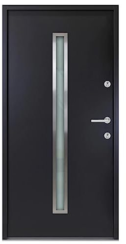 vidaXL Haustür, Tür für Eingangsbereich, Eingangstür mit verstellbarer Scharniere, Vordertür Außentür Aluminiumtür, Anthrazit Aluminium