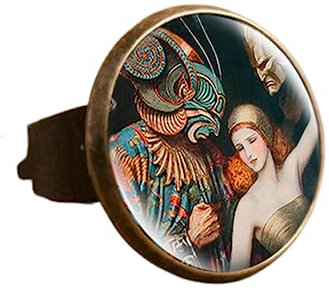 FELIXWASH Fashion The Kiss Klimt Sternennacht Kuppel Glaskunst Bild Ring Foto Handgefertigter Schmuck Verstellbare Größe Ringe Geschenke für Mädchen