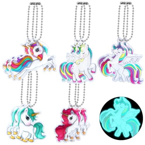 Wishstar 10 Stück Einhorn Reflektor Anhänger,Reflektoren Kinder ,Reflektor Schulranzen mädchen,Sicherheits Reflektor anhänger,Reflektoranhänger für Kinder