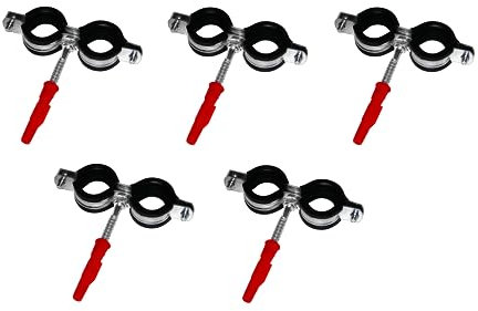 5 x Doppel Rohrschelle 1” 25mm Schlauchschellen Rohrschellen Set Schraubrohrschelle mit Dübel Stockschraube Rohrhalterung