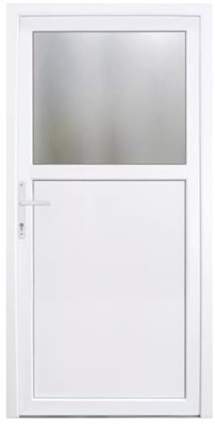 HORI® Haustür Kellertür Kunststoff Nebeneingangstür Komplettset Hauseingangstür, vielseitig einsetzbar für Keller, Garage und Nebeneingang I Farbe: weiß I DIN links I Modell: Light I 210 x 110 cm