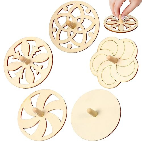 Toyvian 20 Stücke Holzkreisel Holz Kreisel Gyro Gyrator Spielzeug Holzscheiben zum Bemalen Basteln Weihnachten Holzfiguren Baby Kinder DIY Holzspielzeug Geburtstag Party Mitgebsel