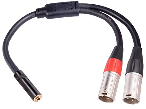Persistence Câble répartiteur Y jack stéréo femelle 3,5 mm vers double XLR 3 broches mâle 3,5 mm vers XLR 3 broches