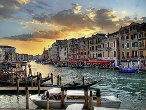 THISIT DIY Ölgemälde auf Leinwand Gemälde für Erwachsene Anfänger,Italien, Venedig, Häuser-16 x 20 Zoll No Frame