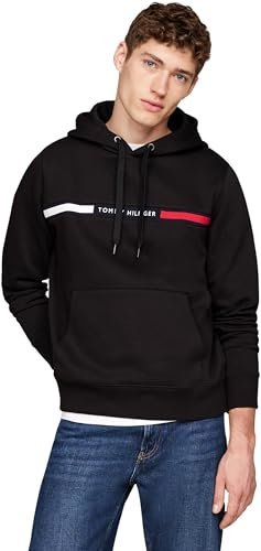 Tommy Hilfiger Herren Hoodie Chest Insert mit Bauchtasche, Schwarz (Black), XL