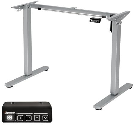 ERGOMAKER Höhenverstellbarer Schreibtisch Gestell mit Memory-Funktion und Soft-Start/Stop, 2-Fach-Teleskop Höhenverstellbarer Schreibtisch Elektrisch Tischgestell (Grau)