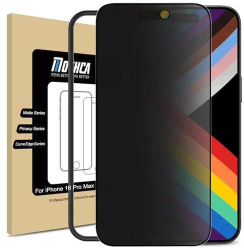 Mothca Matt Sichtschutz für iphone 16 Pro Max (6,9 Zoll), 9H Matte Privacy Screen Protector for iphone 16 Pro Max SichtSchutzfolie 9H, Blendschutz & Anti-Fingerabdruck (1 Stück)