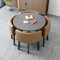 FREUPGU Kleiner Besprechungstisch, Küchentisch Mit Stühlen, Runder Konferenztisch und Stuhl, Esstisch Mit 4 Stühlen Set, für Wohnzimmer, Balkon, Café(Brown)