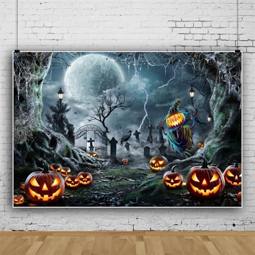 Mateju Halloween Party Dekoration Fotoleinwand Hintergrund, Vinyl Geburtstag Fotohintergrund Tuch, Poster Foto Stand Hintergrund, Geburtstagsdeko (120x80 cm,Nacht)