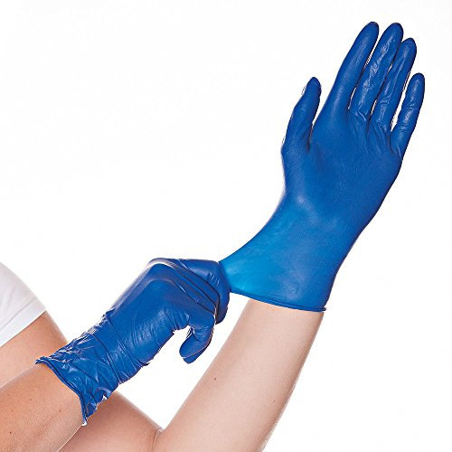 FRANZ MENSCH 100 Stück Hygostar Latexhandschuhe Soft Blue | puderfrei, Packung, blau, 10/XL, L: 24cm, Einweghandschuhe, Professionelle Handschuhe, Latexhandschuhe