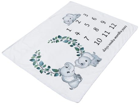 TOYANDONA 1stück Monatsdecke Aus Fotografischer Hintergrund Für Neugeborene Mit Süßem Elefantenmotiv Und Grünen Blättern Waschbar Und