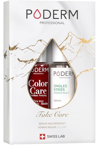 PODERM Soins des Ongles Take Care Coffret Cadeau | Sérum Nourrissant & Vernis Soin au Tea Tree – Idée Cadeau Fete des Meres | Soin Ongles Fortifiant Cadeau Maman, Soeur & Grand-Mere – Swiss Made