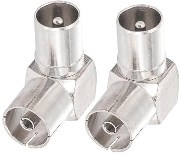 HiAoey 2 Stücke TV PAL RF Messing Buchse auf Stecker 90 Grad Rechtwinklig Koaxial Adapter Antenne Koaxialkabel Stecker auf Buchse Stecker