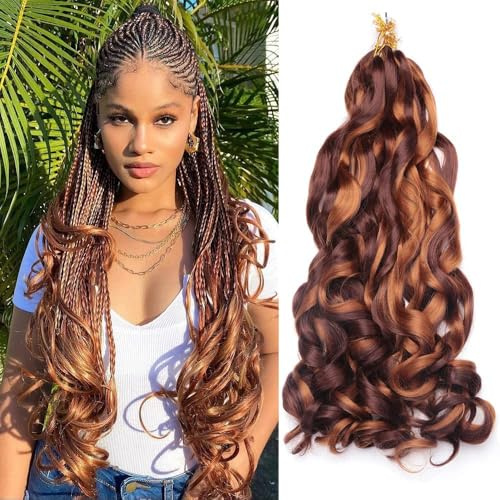 8 Packs French Curly Braiding Hair 26 Inch Loose Wave Spiral Crochet Hair for Black Women Pre Stretched Braiding Hair with Curly Ends (26 inch, 33/30#)