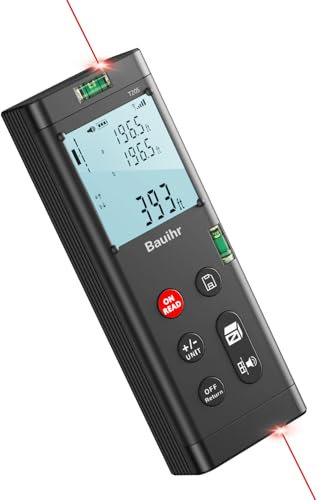 Bilateral Laser Measurement Tool, Bauihr 393ft/120M Rechargeable Aluminum Dual Laser Distance Meter, Dual Laser Measuring Tool with Color Backlit LCD Display, Digital Angle, M/in/Ft Unit Switching