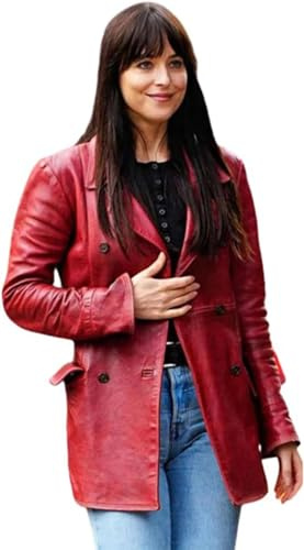 Leather Verse Madame Web Dakota Johnson - Chaqueta blazer de piel para mujer, color rojo
